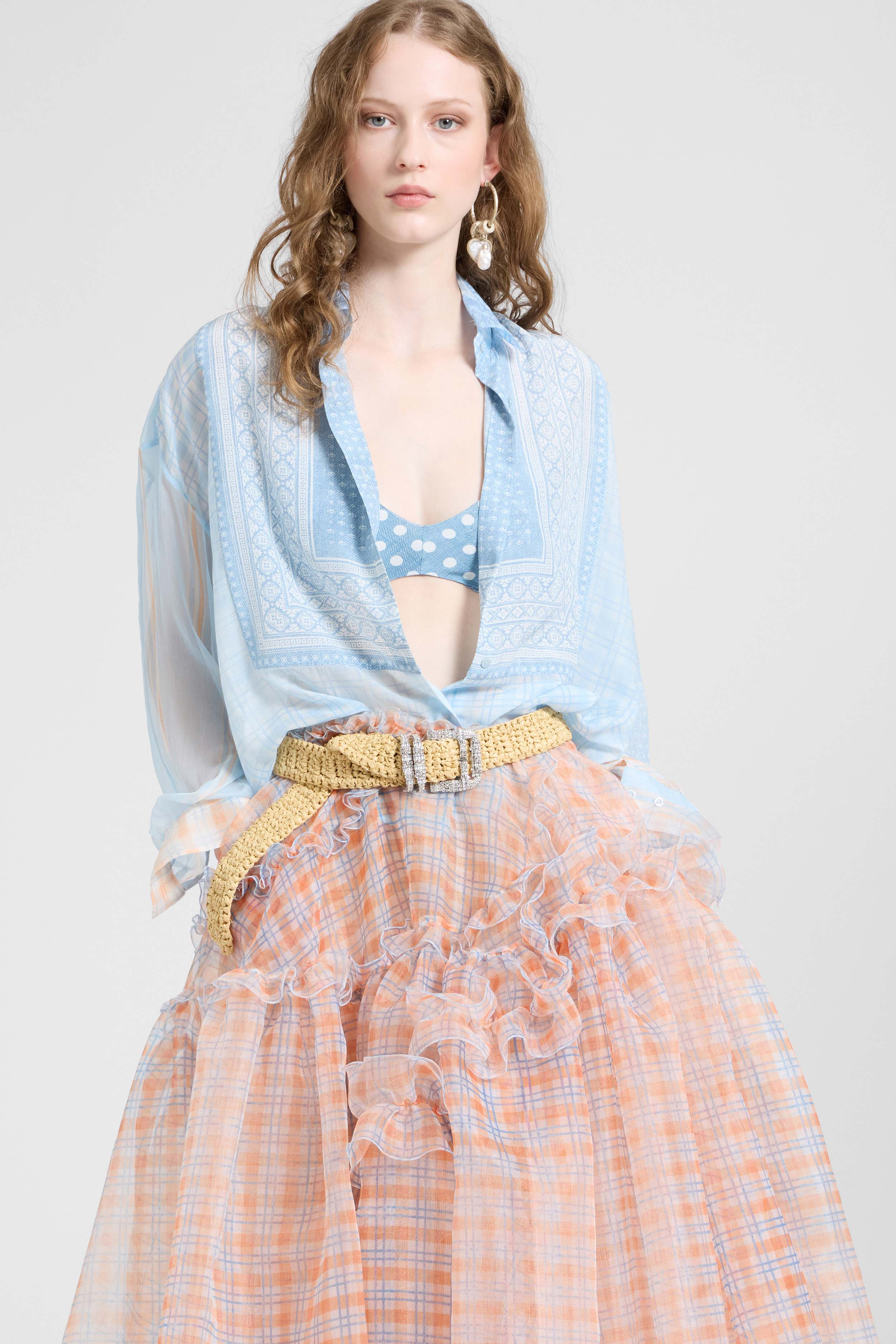Camicia patchwork in mussola cotone-seta con stampa bandana