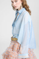 Patchwork cotton-silk muslin shirt with bandana print