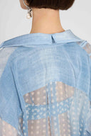 Regular silk crepe patchwork shirt with Valencienne lace