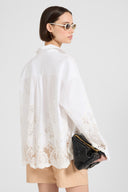 Boxy cotton poplin shirt with rebrodé lace