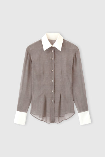 Prince of Wales technical georgette shirt