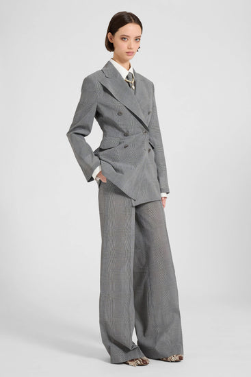 Prince of Wales technical georgette shirt