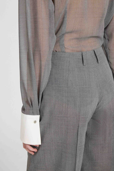 Prince of Wales technical georgette shirt