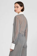 Prince of Wales technical georgette shirt