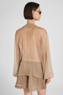 Pure silk blouse with floral cutwork