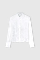 Bustier-effect shirt in cotton poplin and embroidered tulle