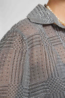 Regular-fit Prince of Wales technical georgette shirt with crystals