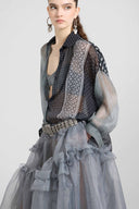 Patchwork printed silk chiffon shirt