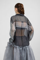 Patchwork printed silk chiffon shirt