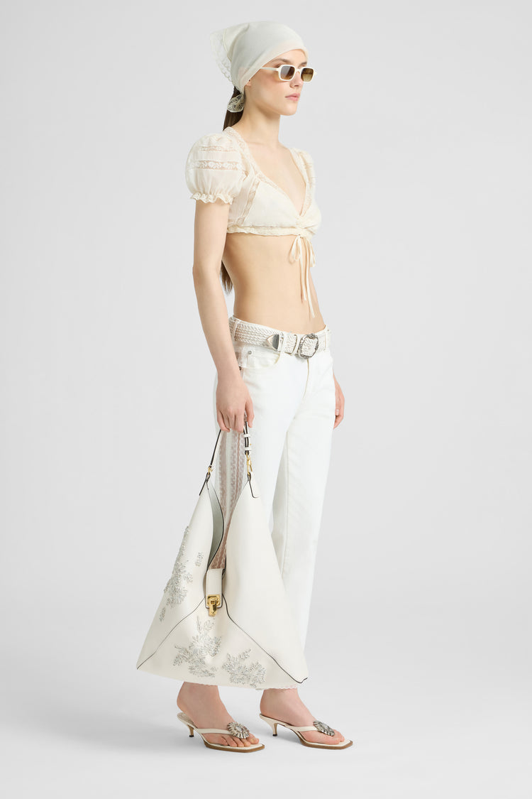 Soft Cotton Muslin Bra with Valencienne Lace