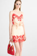 Lingerie-Style Top in Viscose Cady with Rebrodé Lace