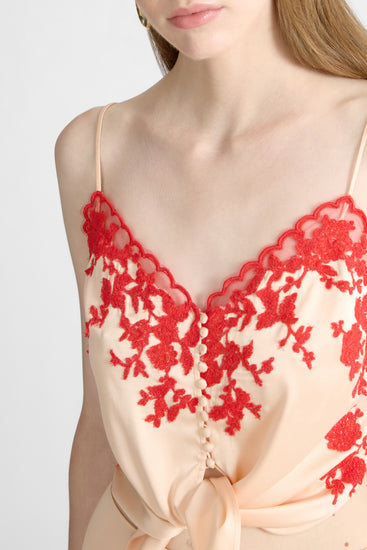 Top lingerie in cadì di viscosa con pizzo rebrodè