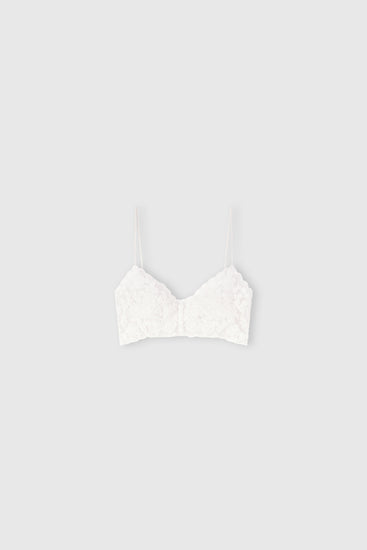 Unstructured Tulle White Bra with Rebrodé Lace