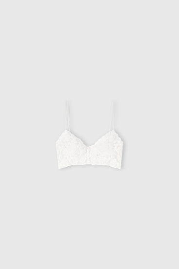 Unstructured Tulle White Bra with Rebrodé Lace