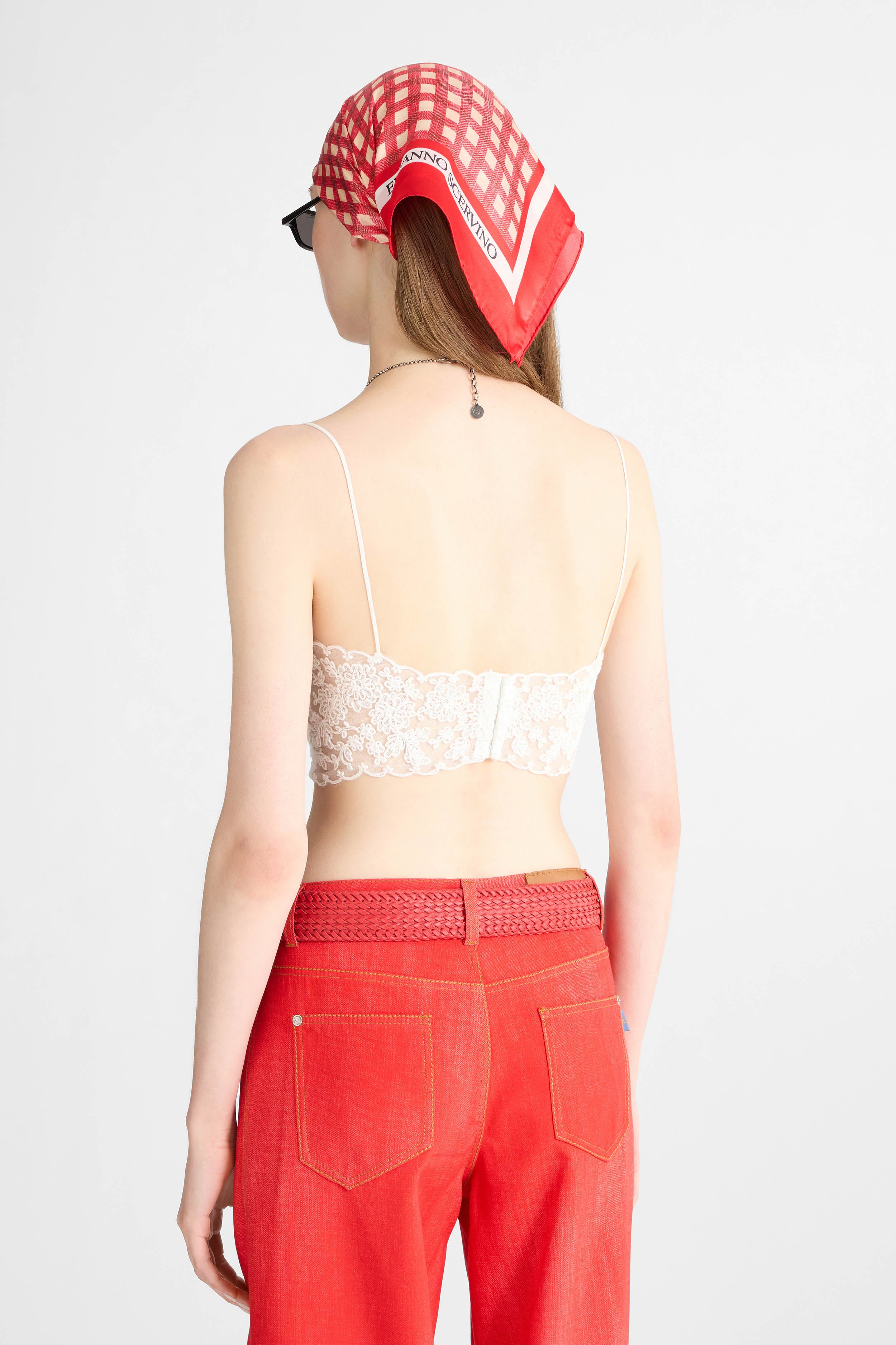 Unstructured white tulle bra with rebrodé lace - Ermanno Scervino