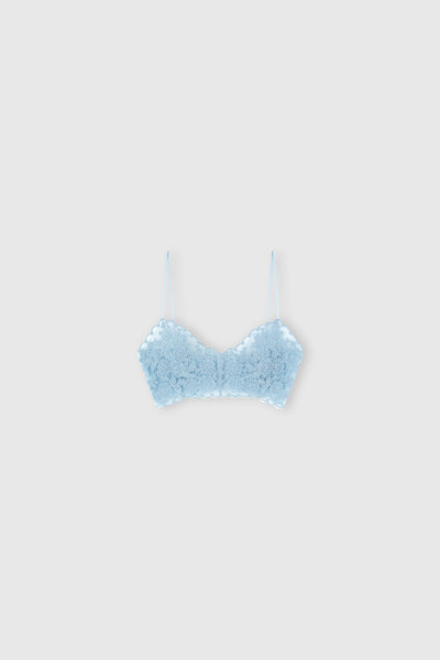 Unstructured tulle light blue bra with rebrodé lace - Ermanno Scervino