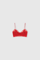 Unstructured Tulle Red Bra with Rebrodé Lace