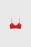 Unstructured Tulle Red Bra with Rebrodé Lace