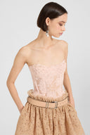 Structured bustier top in rebrodé lace