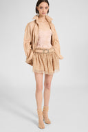 Structured bustier top in rebrodé lace