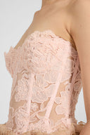 Structured bustier top in rebrodé lace