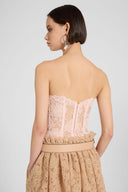 Structured bustier top in rebrodé lace