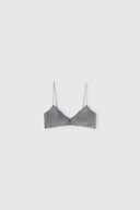 Deconstructed Prince of Wales print bra with hand-applied crystals