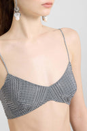 Deconstructed Prince of Wales print bra with hand-applied crystals