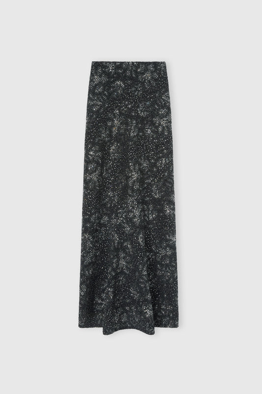 Long Skirt with Hand-Applied Stones and Crystals