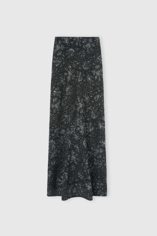 Long Skirt with Hand-Applied Stones and Crystals