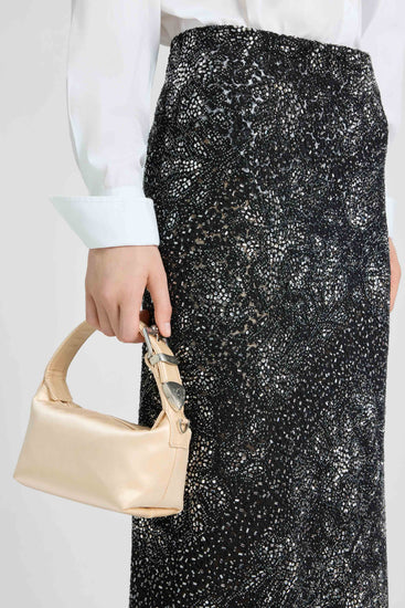 Long Skirt with Hand-Applied Stones and Crystals