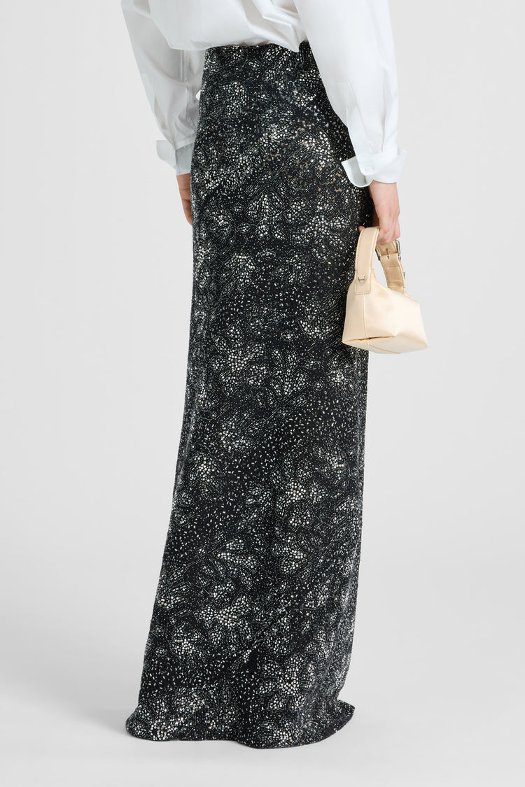 Long Skirt with Hand-Applied Stones and Crystals