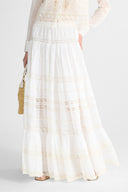 Long Cotton Muslin Skirt with Valencienne Lace