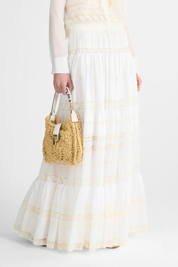 Long Cotton Muslin Skirt with Valencienne Lace