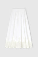 Midi Cotton Poplin Skirt with Hand-Applied Rebrodé Lace
