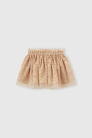 Embroidered tulle mini skirt with hand-made rose crown