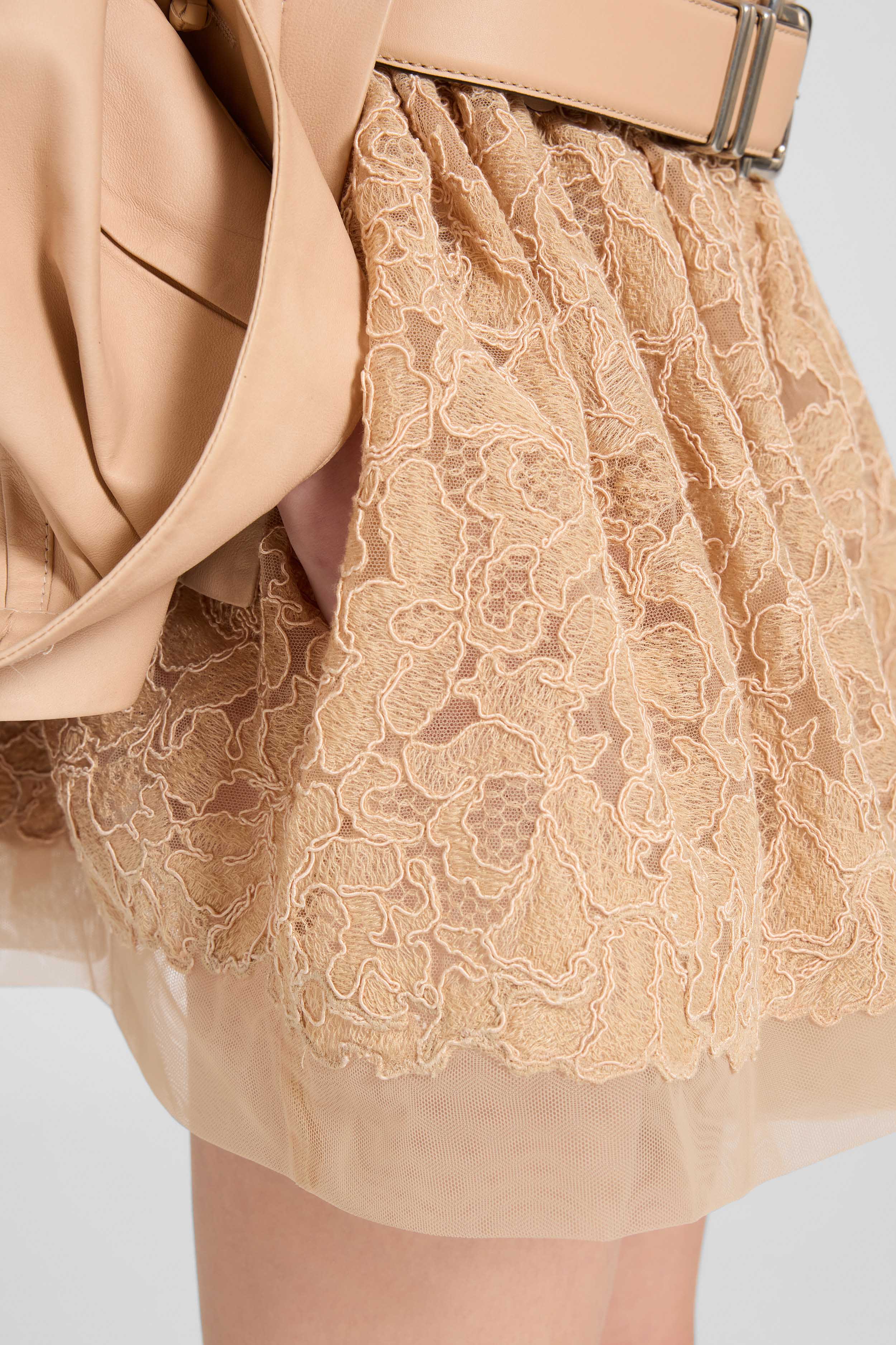 Embroidered tulle mini skirt with hand-made rose crown Embroidered tulle mini skirt with hand-made rose crown