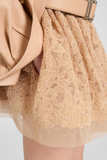 Embroidered tulle mini skirt with hand-made rose crown