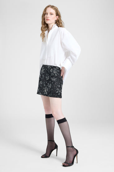 Mini skirt with hand-applied stones and crystals