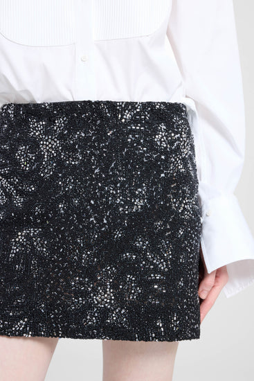 Mini skirt with hand-applied stones and crystals