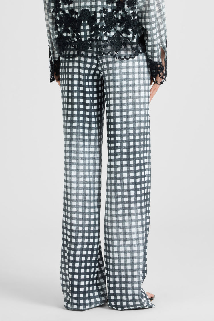 Classic Pajama-Style Trousers in Viscose with Vichy Print
