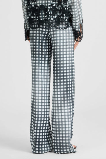 Classic Pajama-Style Trousers in Viscose with Vichy Print