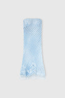 Bustier Dress in Stretch Silk with Vichy Print and Lace