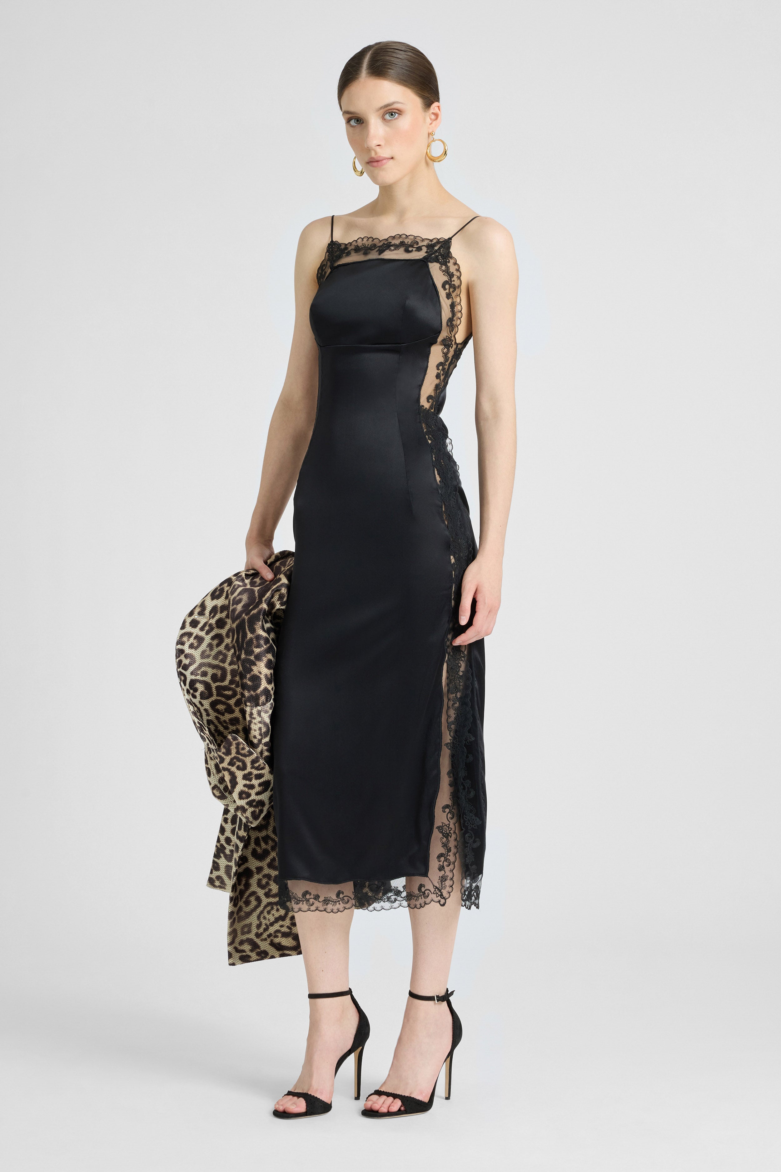 Lingerie-Style Dress in Stretch Silk with Lace Details - Ermanno