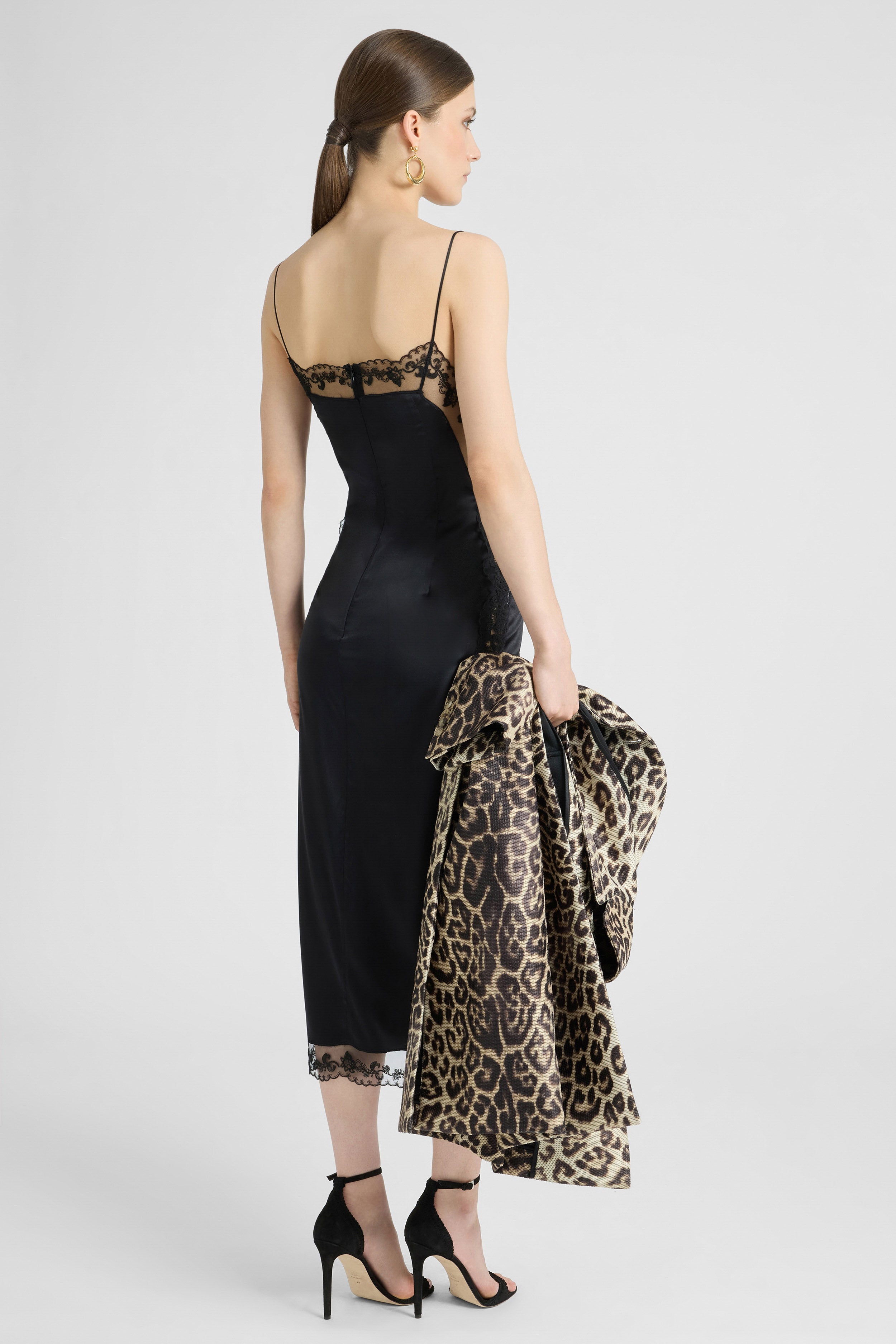 Lingerie-Style Dress in Stretch Silk with Lace Details - Ermanno