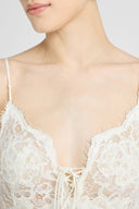 Long Lingerie-Style Dress in Linen and Cotton Lace