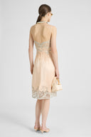 Midi Lingerie-Style Dress in Tulle and Rebrodé Lace