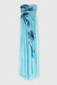 Long Bustier Dress in Silk Chiffon with Floral Applications
