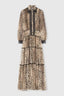 Long shirt dress in pure silk with natural leopard print