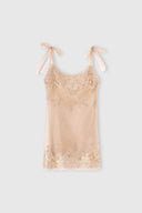 Abito sottoveste in tulle plumetis con cristalli e spallini a fiocco